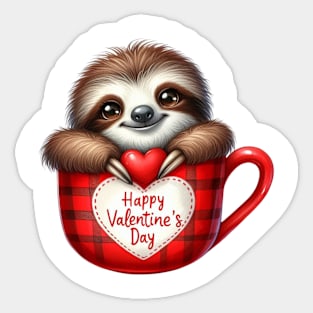 Valentine Sloth In Tea Cup Sticker